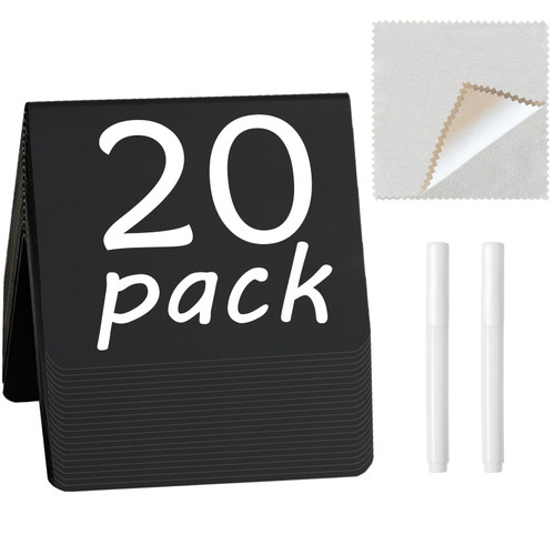 20 Pack Mini Chalkboard Signs for Food, Small Chalkboard Signs, Tabletop Chalkboard Food Labels, Food Signs for Party Buffet Wedding Bakery (V-Shaped, 4"x3")