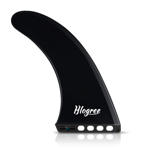 HLOGREE 9'' SUP Fin,9 INCH Surf & SUP Single Center Water Fin Quick Release DetachableStand up Paddleboard Fin - Free No Tool Fin Screw Replacement for Longboard Surfboard Stand-Up Paddleboards -Black