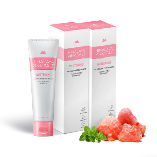 HIMALAYA PINKSALT Natural Whitening Toothpaste, 3.9 OZ(Pack of 2) - Valentines Day Gifts for Him I Fluoride Free Toothpaste I Natural Toothpaste for Teeth Whitening I Plaque Remover I Spearmint Flavor