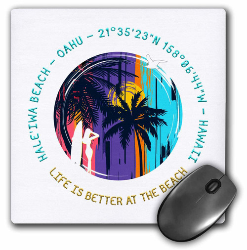 3dRose American Beaches - Haleiwa Beach, Oahu, Hawaii, Family Travel Gift - Mouse Pads (mp-375607-1)