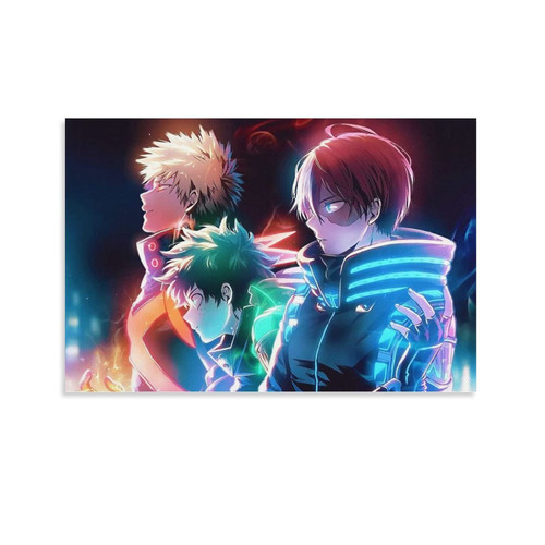 XINYUELONG Anime Deku Bakugo Todoroki Hero Poster Canvas Wall Art Painting Posters Decoration Room Decor Unframe 12x18inch(30x45cm)