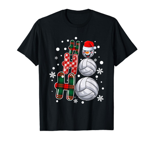 Christmas Ho-Ho-Ho Santa Snowman Volleyball Xmas Pajama T-Shirt