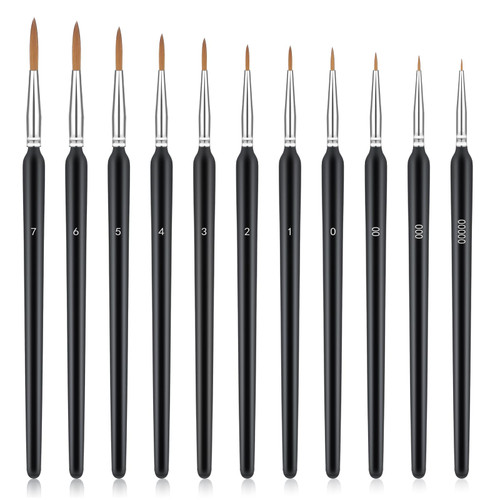 11Pcs Miniature Paint Brushes, Fine Tip Detail Paint Brush with Ergonomics Grip Handles, Detail Paint Brushes for Acrylic, Watercolor, Models, Craft