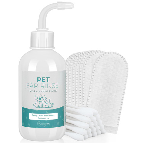 Dog Ear Cleaner, Dog Ear Rinse Gently & Efficiently-Dog Ear Cleaning Solution-Dog Ear Infection Treatment-Cat & Dog Ear Wash-Removes Earwax, Odor-with 20 Cotton Swabs & 20 Finger Covers, 4 oz Dog Ear Cleaner, Dog Ear Rinse Gently & Efficiently-Dog Ear Cleaning Solution-Dog Ear Infection Treatment-Cat & Dog Ear Wash-Removes Earwax, Odor-with 20 Cotton Swabs & 20 Finger Covers, 4 oz