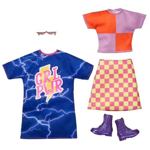 Barbie Fashions 2-Pack Clothing Set, 2 Outfits for Barbie Doll Includes Off-the-Shoulder Butterfly Print Dress, Butterfly Tank & Blue Shorts & 2 Accessories, Gift for Kids 3 to 8 Years Old Barbie Fashions 2-Pack Clothing Set, 2 Outfits for Barbie Doll Includes Off-the-Shoulder Butterfly Print Dress, Butterfly Tank & Blue Shorts & 2 Accessories, Gift for Kids 3 to 8 Years Old