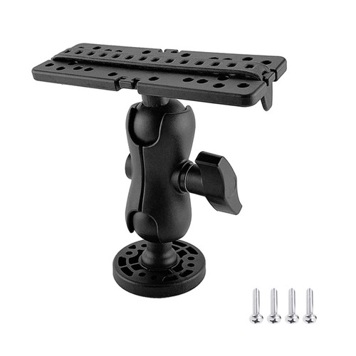 Fish Finder Bracket, 360 Degree Fish Finder Mount Base, Universal Swivel Fish Finder Mounting Plate Boat Fish Finder Support for Boat Marine Kayak Accessories(Black)