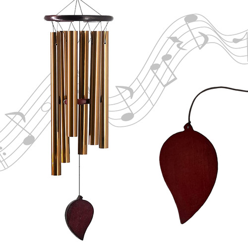 GoGift Wind Chimes for Outside - Sympathy Wind Chimes - Memorial Wind Chimes - Deep Tone Wind Chimes - Garden Decor - Wooden Wind Chimes - Feng Shui Wind Chimes, Gold GoGift Wind Chimes for Outside - Sympathy Wind Chimes - Memorial Wind Chimes - Deep Tone Wind Chimes - Garden Decor - Wooden Wind Chimes - Feng Shui Wind Chimes, Gold