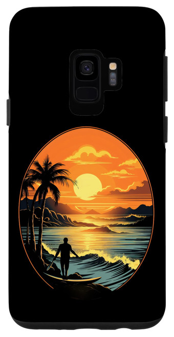 Galaxy S9 Surfing Surfboard Surfer Beach Sunset Case