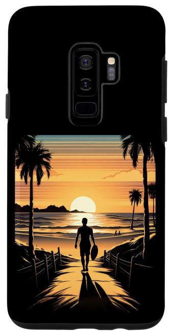 Galaxy S9+ Surfing Surfer Beach Sunset Surfboard Case