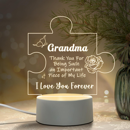 Oizzduru Gifts for Grandma from Grandchildren, Best Grandma Birthday Gifts for Christmas, Mother's Day, Acrylic Night Light Lamp Gifts for Grandma, Grandmother