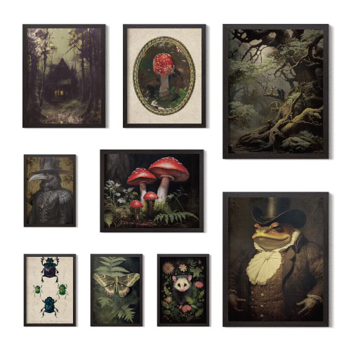 Putuo Decor Gothic Wall Decor, Moody Mushroom Canvas Art Wall Decor, Spooky Room Decor Creepy Art Prints Scary Picture Witch Decoration For Bedroom (UNFRAMED)