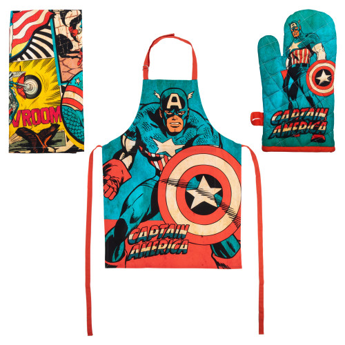 Bioworld Marvel Captain America Kitchen Textile Apron Set of 3