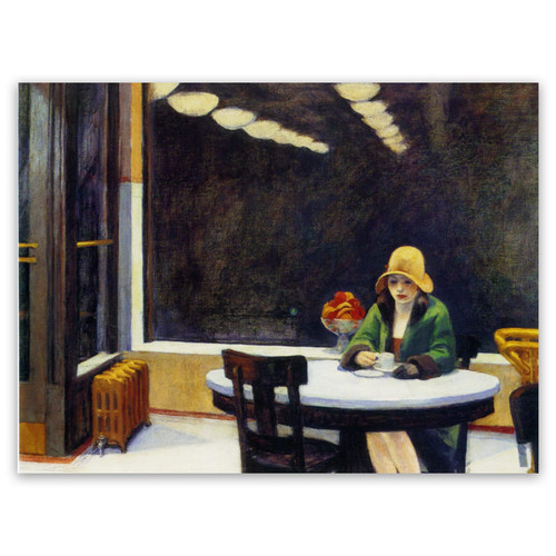 ZZPT Automat - By Edward Hopper Paintings Print - Fine Art Work Reprint Poster- Canvas Wall Art for Living Room Bedroom Home Wall Decor Unframed - Unique Gift for Women, Men (12x16in/30x40cm)