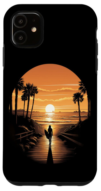 iPhone 11 Surfing Surfer Beach Sunset Surfboard Case iPhone 11 Surfing Surfer Beach Sunset Surfboard Case