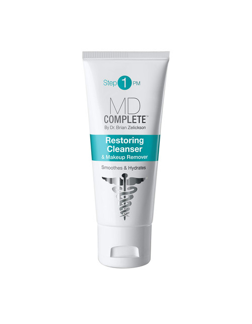 MD Complete 2-in-1 Restoring Cleanser and Makeup Remover | Anti-Aging Gentle, Non-Foaming Cleanser | with Aloe Vera and Chamomile 3 fl oz