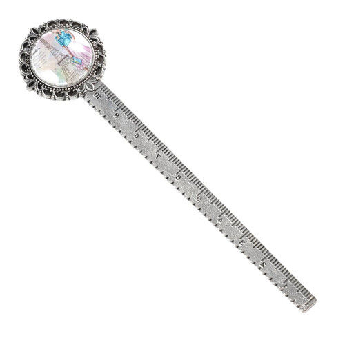 Retro Metal Bookmark with Box,Book Markers,Eiffel Tower and Women,Vintage Book Mark Ruler Bookmarks for Page