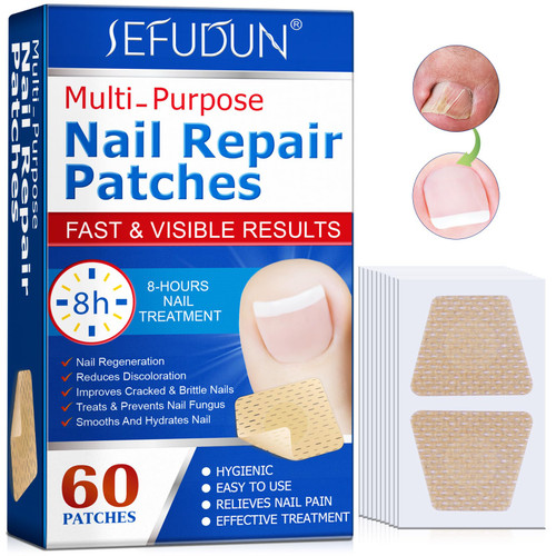 Nail Repair Patches, Nail Repair Treatment for Restores Damaged Nails and Appearance of Discolored, 8 Hour Nail Repair 60 Pcs