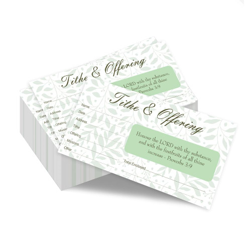 250 Tithes and Offering Envelopes for Church: My Church Offering Tithing Donation Envelopes (Green)