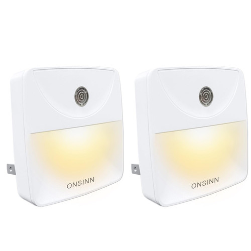 Onsinn Plug in Twilight Night Light, Dusk to Dawn Soft Warm White LED Nightlight, Mini Size Night Lamp for Bedroom, Bathroom, Kitchen, Hallway, Stairs,2pack