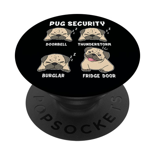 Pug Security Doorbell Puggie Mom Pug Dog Dad Pug Lover PopSockets Swappable PopGrip