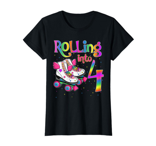 Rolling Into 4 years Let's Roll I'm Turning 4 Roller Skate T-Shirt