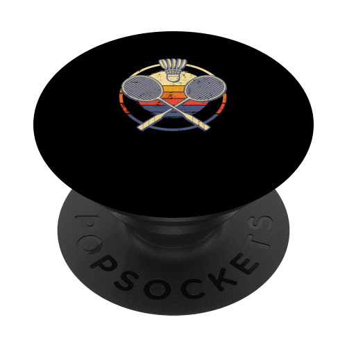 Smash Shuttlecock Vintage Retro Art Funny Badminton Player PopSockets Standard PopGrip
