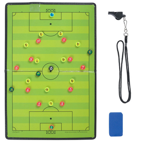 WISEPLAYERFC Soccer Coaching Board-Magnetic Soccer Coach Tactics Folder with Whistle