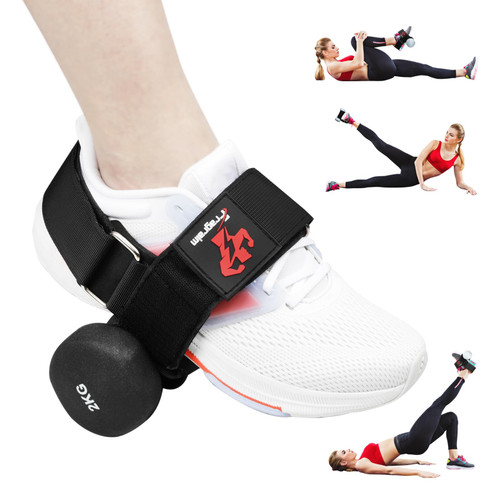 Fragraim Dumbbell Foot Attachment, Tibialis Trainer, Dumbbell Ankle Strap, Adjustable Ankle Leg Extension Strap for Strengthening HIPS, Legs, Knees and Calf, No Slipping (Black)