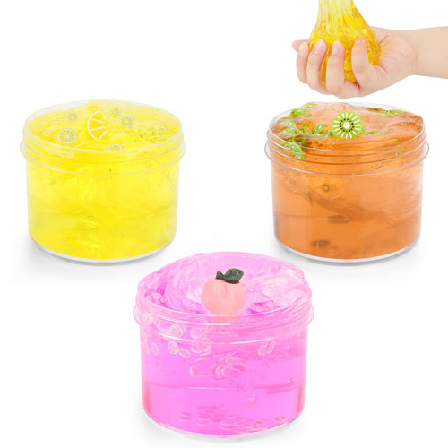 XILYPELY Slime Kit for Girls, 3 Pack Clear Crunchy Slime Peachybbies, Scented Butter Slime Toys for Kids, Super Soft Non Sticky and Glossy Slime Supplies,Birthday Party Favors for Girls Boys