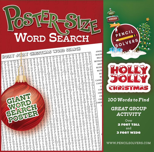 Poster-Size Word Search - Holly Jolly Christmas - 100 Words to Find On This Giant Word Search Puzzle