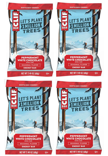 Treat Mama Seasonal CLIF Bar Pack, Peppermint White Chocolate CLIF Bars, 2.4 Oz Each, With A Treat Mama Sticker (4 Bars)