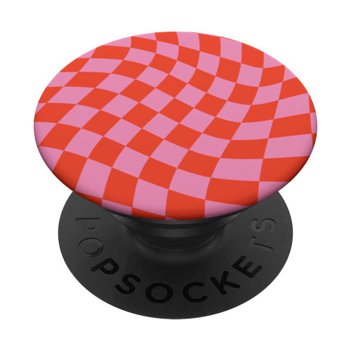 Wavy Checkered Aesthetic Checkerboard Pink Red Orange Cute PopSockets Swappable PopGrip