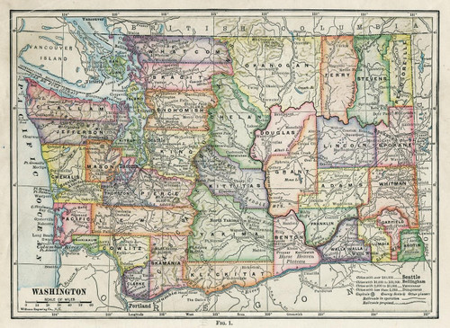 Gifts Delight Laminated 33x24 Poster: Washington State Map - Gifts Delight Laminated 33x24 Poster: Washington State Map -
