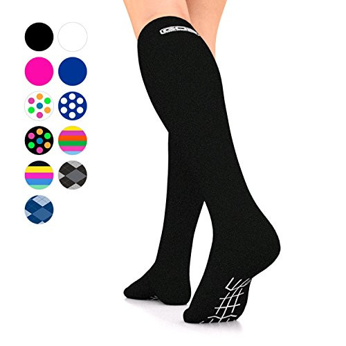 Go2Socks GO2 Compression Socks for Men Women Nurses Runners 16-22 mmHg (Medium) - Medical Stocking Maternity Travel - Best Performance Recovery Circulation Stamina - (Black,Large Single)