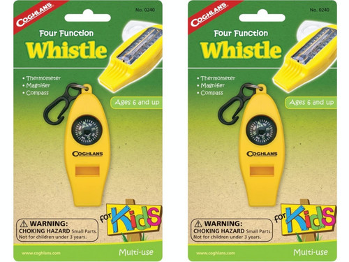 Coghlans Four Function Whistle for Kids (2 Pack)