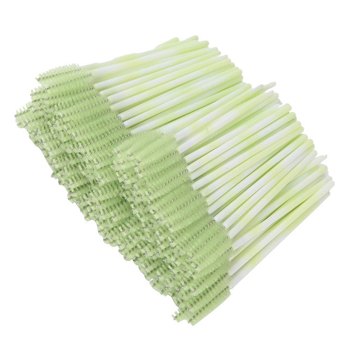 Mascara Wands, 200pcs Mascara Wands Applicator Portable Lash Brush Travel Mascara Eyelash Brush Makeup Tool Accessory for Eyelashes Extensions Spoolies(green)