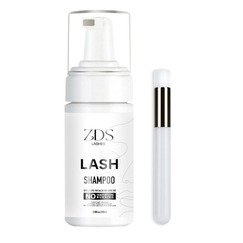 ZDSLASHES Lash + Brush Eyelash Extension Shampoo - Eyelid Foaming Cleanser/Wash for Extensions & Natural Lashes - Safe Makeup Remover - Supplies for Professional & Self Use