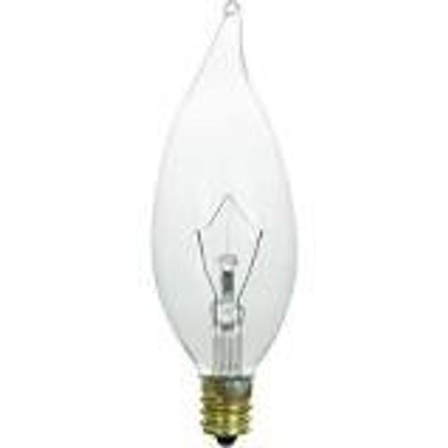 HC Lighting - E12 Candelabra Base 25 Watt Clear Flame Tip 130 Volt Decorative Chandelier Light Bulb (10 Pack) (25W)