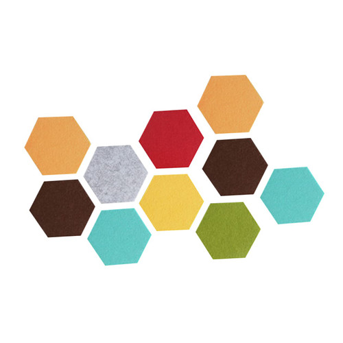 DECHOUS 10 Pcs Photos Display Board Felt Notice Board Hexagon Board Tiles Tack Board Strip Felt Bulletin Board Self Adhesive Memo Board Hexagon Cork Board Earth Tones Wall Tiles