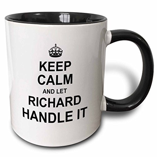 3dRose 233366_4""Keep Calm And Let Richard Handle It - Funny Personal Name" Ceramic Mug 11 oz Black/White