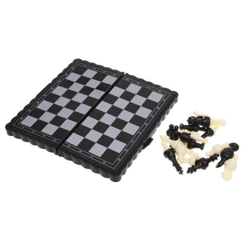 LYLY Chess Set Portable Magnetic Chess Set Classic Strategy Board Game for Kids Adults Families - Black White Chess Game Board Set