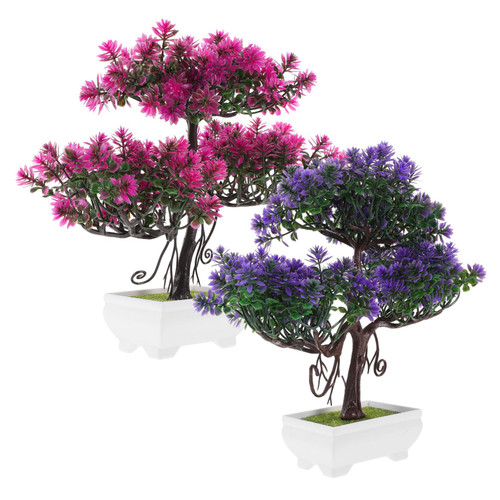 HOLIDYOYO 2pcs Bonsai Pine Money Tree Bonsai Plastic Tree Japan Fake Trees Indoor Artificial Tree Bonsai Tree Fake Pine Tree Plastic Mini Bookshelf Artificial Pine Tree feng Shui Plants