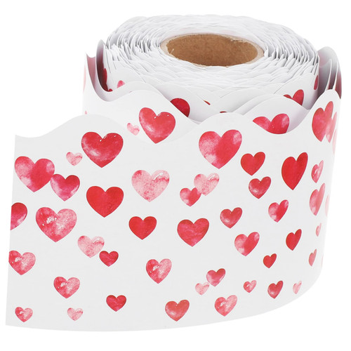 Abaodam 1 Roll Border Stickers Classroom Decor Classroom Scalloped Strip Valentines Day Bulletin Board Heart Borders Heart Decorations Bulletin Board Decor Cork Board Coated Paper Spring