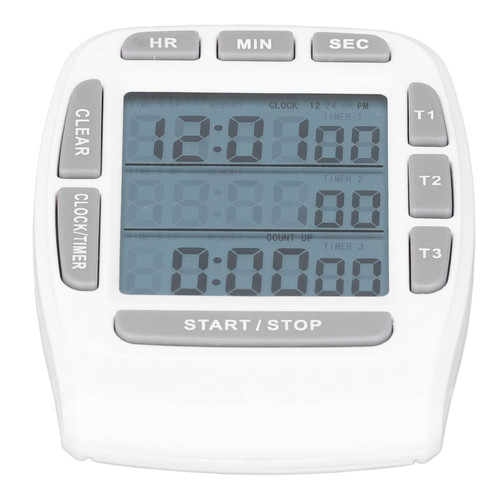 Multifunction Triple Timer, Car Home Universal 3 Channel Timer Clock + Millisecond + Stopwatch Count Down Timer LCD Display for Car, Home, Kitchen Monitors and Data Loggers