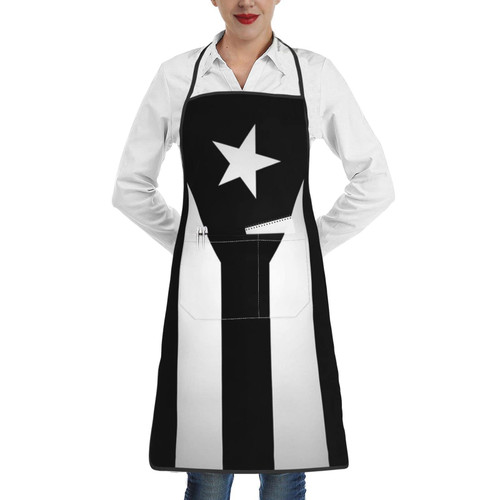 bzaxxqi Puerto Rico Black Flag Aaprons,Puerto Rico Aprons For Men Women With Pockets Apron Chef Adjustable For Cooking Kitchen