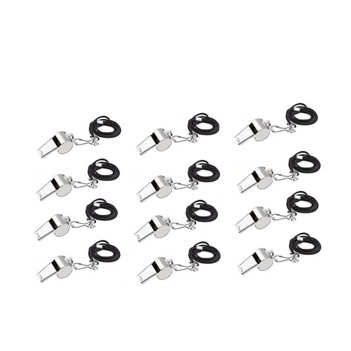 Unomor 12pcs Loud Metal Whistle Crisp Sound Whistle Sport Whistle for Whistle for Sport Whistle for Football Referee Whistle Stainless Steel Lanyard 1800d