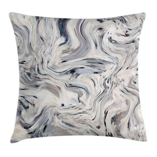 Ambesonne Marble Throw Pillow Cushion Cover, Japanese Marble Motif with Artisan Pigment Effects Interior Stucco Design, Decorative Square Accent Pillow Case, 18" X 18", Beige Grey