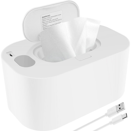 Wipe Warmer, Thermostat Baby Wipe Warmer, USB Portable Wipes Dispenser Warmer, Evenly Overall Heating for Car Home Baby Nursery (white)