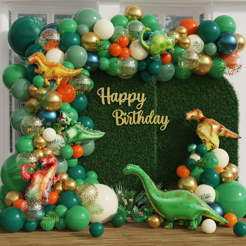 Dinosaur Balloons Arch Garland Kit, Dark Green Sage Green Orange 6Pcs Dino Foil Balloons for Jungle Safari Dinosaur Themed Party Baby Shower Decorations Supplies Kids Boys Dinosaur Balloons Arch Garland Kit, Dark Green Sage Green Orange 6Pcs Dino Foil Balloons for Jungle Safari Dinosaur Themed Party Baby Shower Decorations Supplies Kids Boys