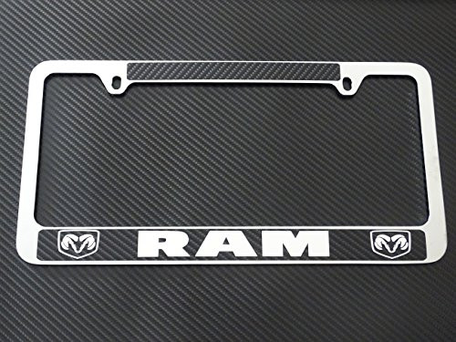 AtoZCustoms Dodge ram license plate frame chrome metal, carbon fiber details